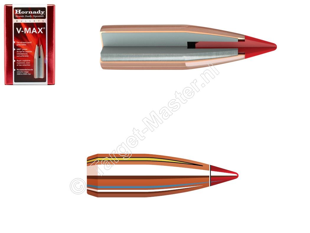 Hornady V-MAX Kogels kaliber .22, 50 grain Spitzer Boat Tail verpakking 100